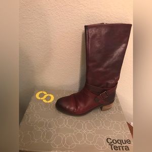 Wine Colored Coque Terra Leather Boots